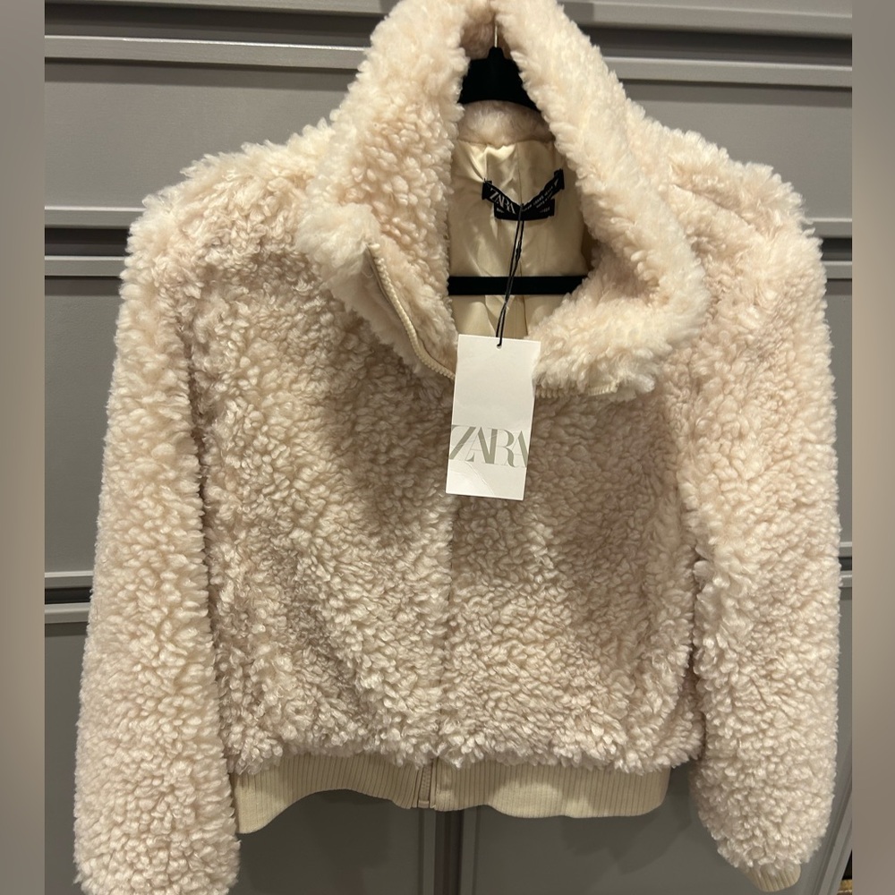 Zara Sherpa Jacket Cream Size XS NWT